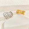 Niche 18k Gold Adjustable Stainless Steel Ring - Fashionable, Non-Fading Titanium Cutout Design
