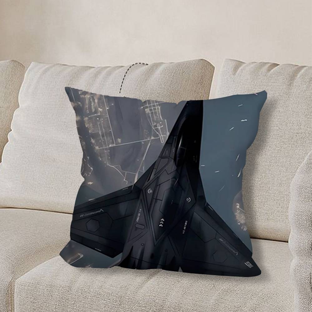 F-F35 F-Fighter Jets F22 Pillow Case Anti-dustmite Pillowcase Invisible Zipper Silky Short Plush Sofa Cushion Cover