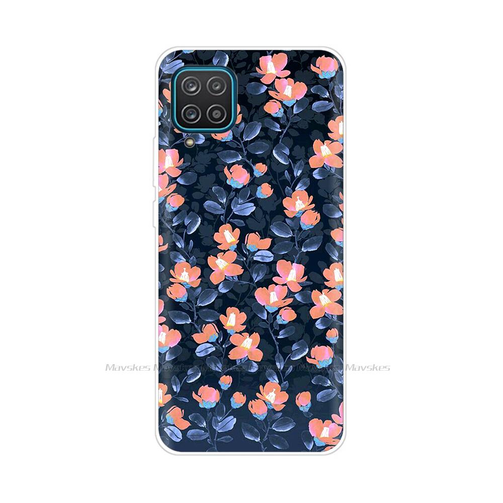 Soft Silicon Cover For Samsung Galaxy A12 Case Cute Flower Cat Bumper For Samsung A12 Phone Case Cover For Samsung A12 A 12 6.5"