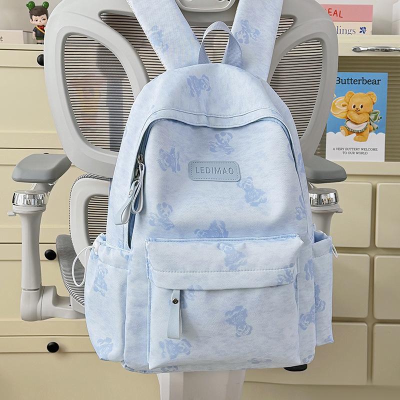 Schoolbag Korean Version of Large Capacity Nylon Student Backpack Cartoon Cute Junior High School High School College Student Japanese Casual Backpack