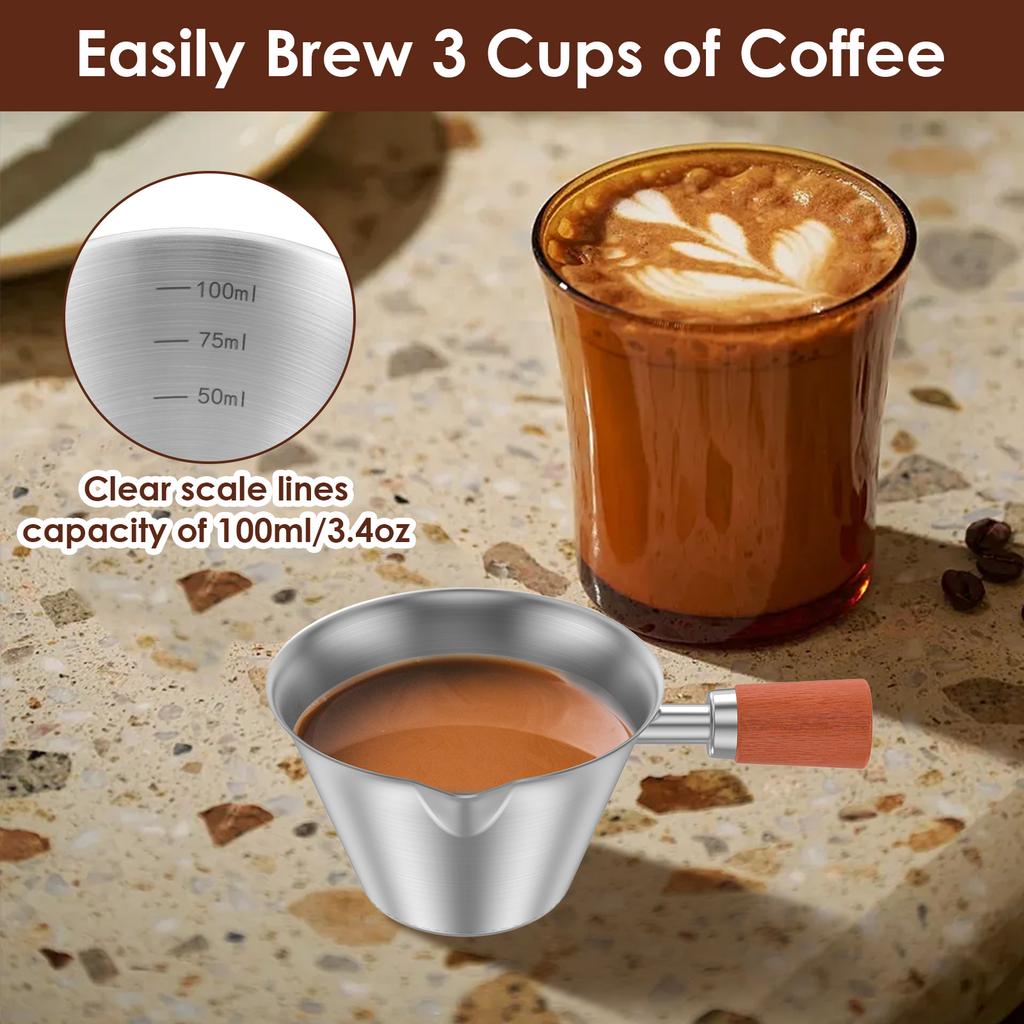 2Pcs Stainless Steel Coffee Extraction Cup with Scale Small Milk Spoon Making Cup Espresso Measuring Cups Kitchen Tools Cup