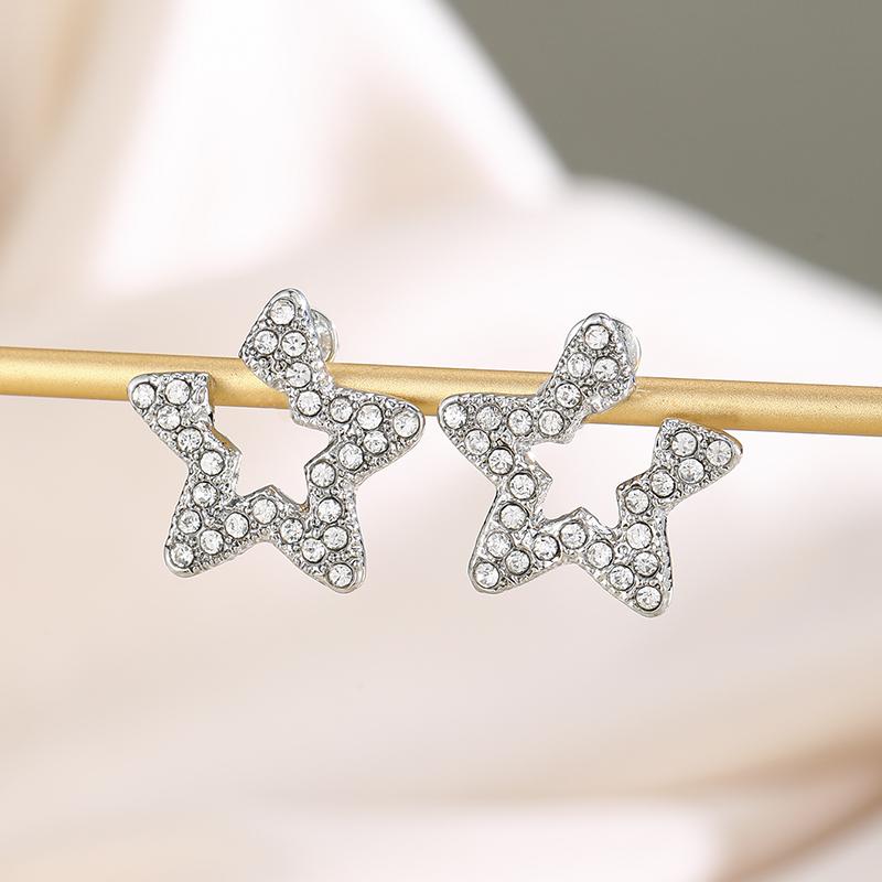 Modische Funkelnde Inlaid Zirkon Hohlstern Hängende Ohrringe, Personalisierte Trendige Party Zirkon Geschenke für Damen