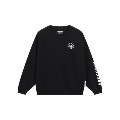 Li-Ning Anti Series Solid Color Crew Neck Pullover Sweatshirt Unisex Tops Black AWDT087-4