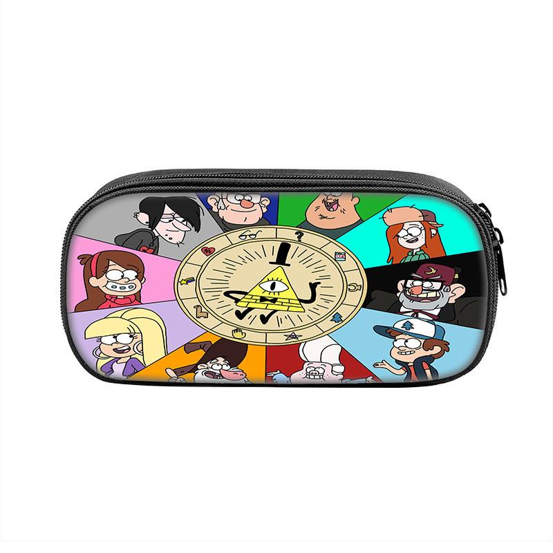 Gravity Falls Cartoon Pencil Case Large Capacity Nylon School Supply Organizer For Students
