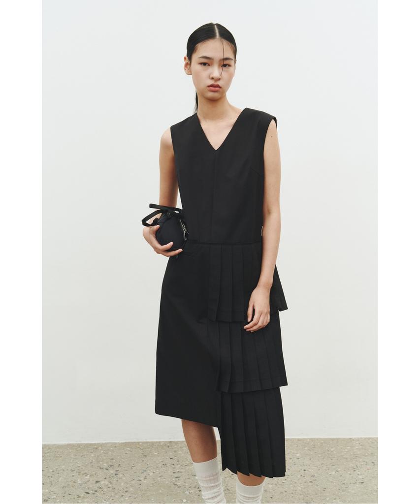 Recorde Pleats Layered Sleeveless Dress_Rqdam25565Bkx