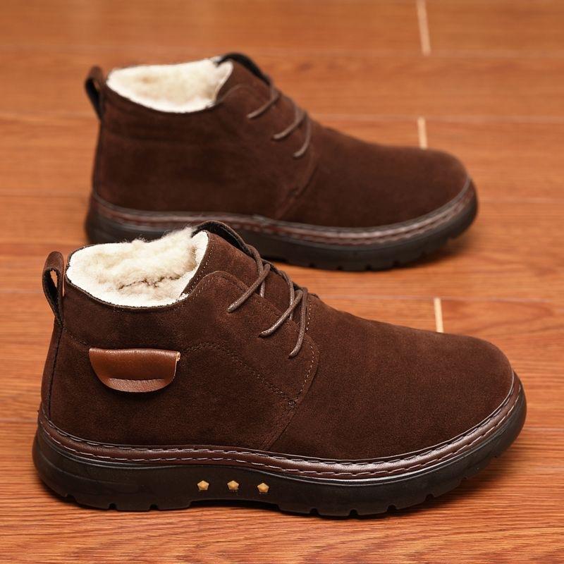 

2025 new winter men s cotton shoes fleece thickened lace-up extra large size flat heel non-slip minus 50 degrees men s cotton shoes 46 темно-коричневого