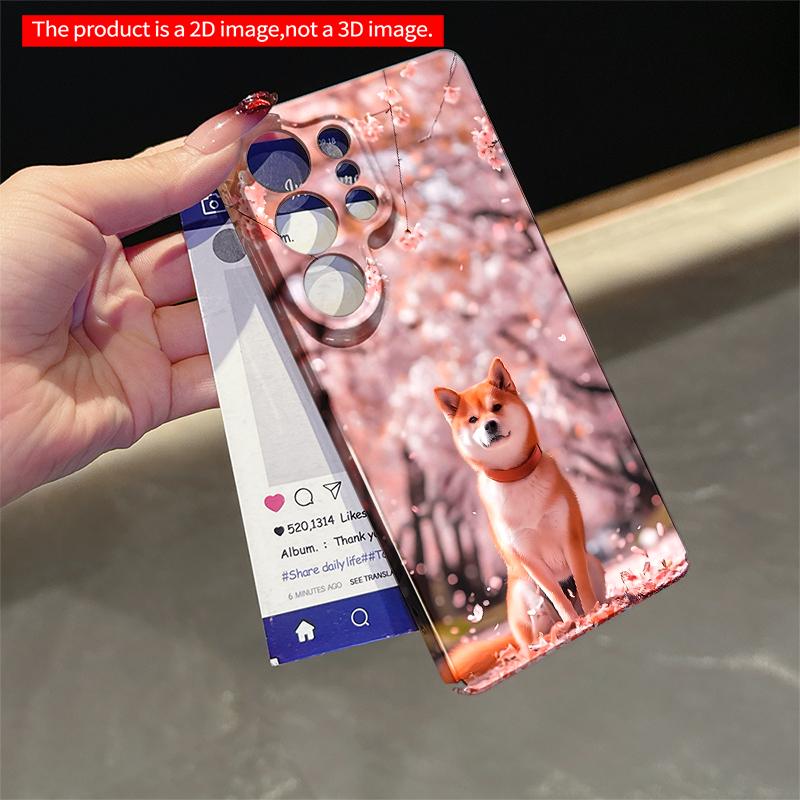 2DFlat Samsung phone case Shiba Inu Amid Cherry Blossoms Applicable to Galaxy S22 S23 S24 S25ULTRA S26 A12 A13 A14 A15 A16