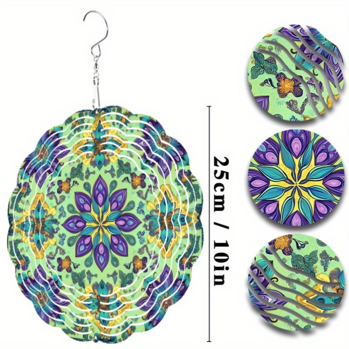 

Фиолетовый цветок Зеленый фон Мандала Музыка ветра Металлический спиннер для домашнего декора Праздничный подарок В помещении На улице Патио Сад День благодарения 01A