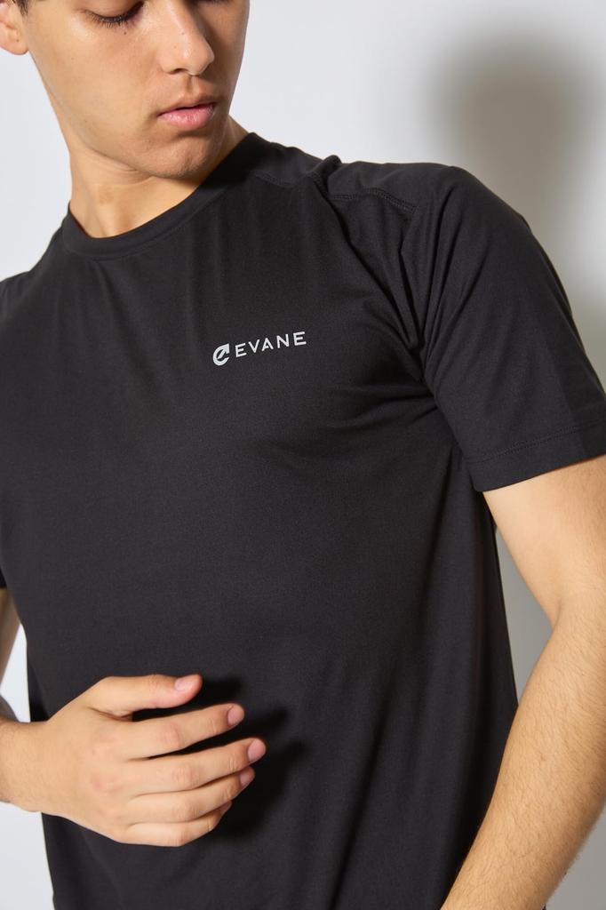 EVANE Stretch Training 4-Way Set-In T-Shirt (L, Black)