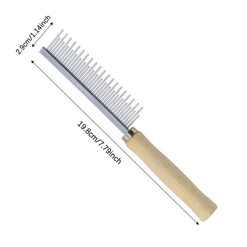 

Professional Pet Hair Remover Comb for Dogs and Cats Smooth Grooming Brush with Ergonomic Wooden Handle Dog Grooming Equipment XS