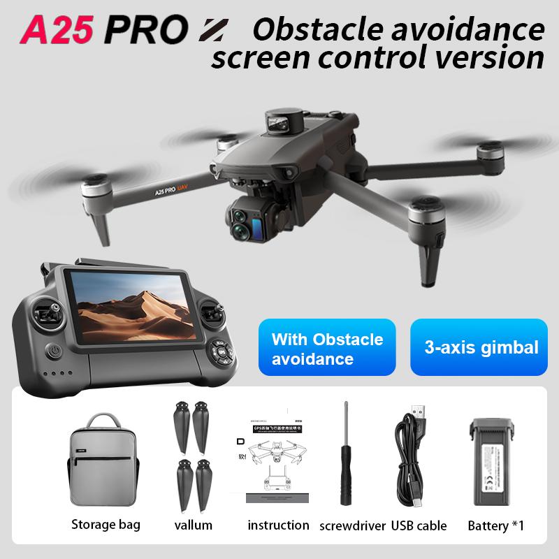 New A25 GPS Drone Professional 3-axis PTZ Aerial Photography HD 8K With Screen Remote Control 10KM Obstacle Avoidance FPV Dron