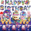 Set di Articoli per Festa di Compleanno Super Mario con Striscione Ghirlanda e Piatti di Carta, Decorazioni per Festa a Tema Mario per Bambini e Adulti