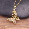 Nidin Top Quality Copper Zircon 12 Styles Charms Butterfly Pendant Chain Necklace for Women Gold Plated Vintage Boho Jewelry