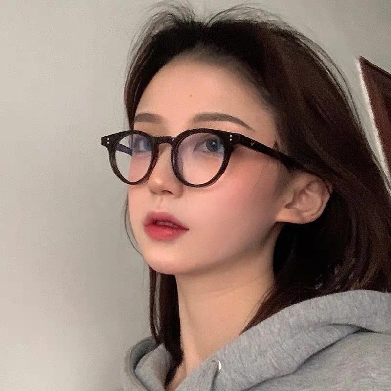 fashion New Black frame point Plain glasses PC plain glass spectacles vintage eyeglass round frame glasses eye glasses