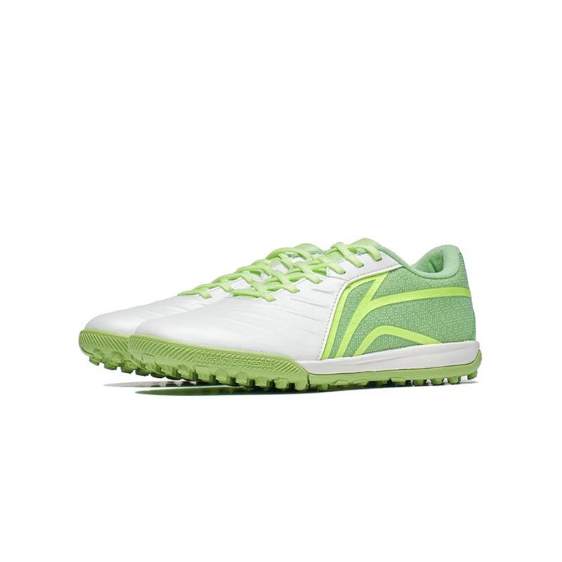 Li Ning Kids Sports Trend Rebound Wear Resistant Lightweight Non Slip Football Shoes Kids Football Shoes White Green YSTT002-1