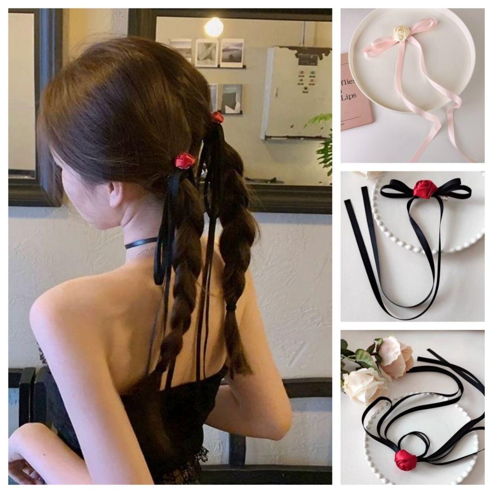 

Лолита Балеткор Веревка для волос Роза Цветок Бант Лента Заколка Сладкая Девушка