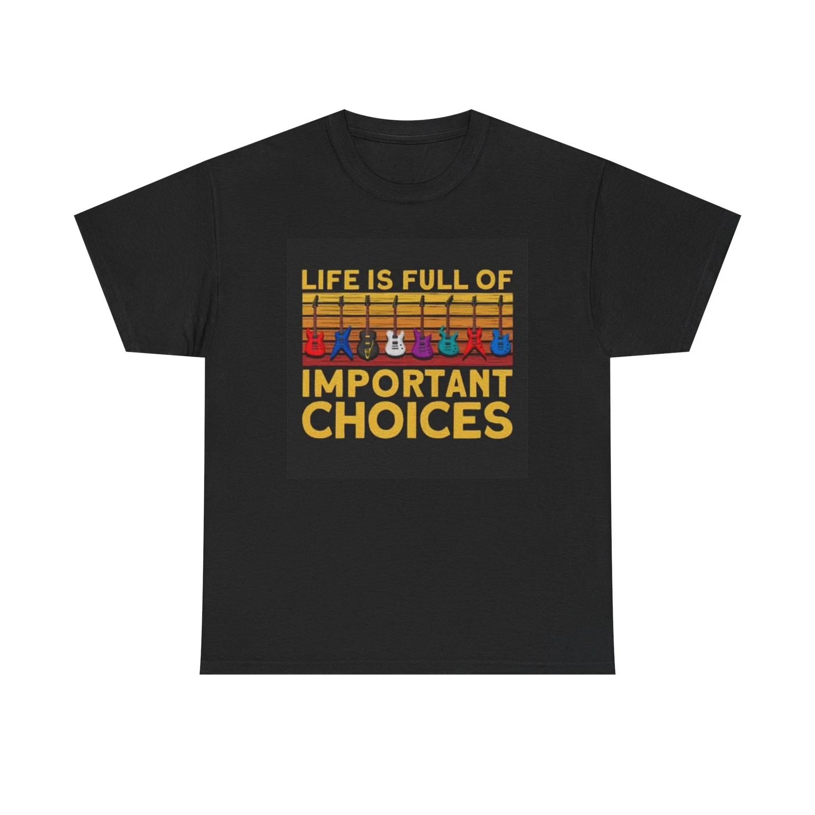 Life Is Full Of Important Choices Guitar Graphic T Shirt Retro Heavy Cotton Tee M