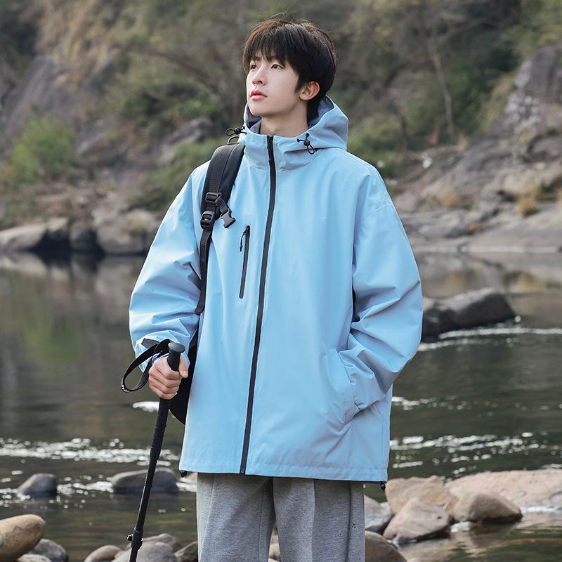 

Мужская куртка-ветровка в горном стиле с капюшоном - Весна/Осень, для улицы, водонепроницаемая, ветрозащитная, свободного кроя S