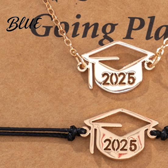 Graduation Cap Pendant Necklace 2025 Jewelry Set Stainless Steel Bracelet