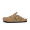 [sheii] real wool version~ retro leather inner height increase fluff single shoes women's bag head half drag