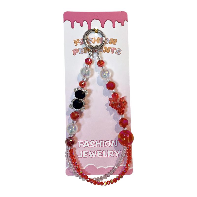 Beaded Flower Bear Keychain & Phone Lanyard Gift