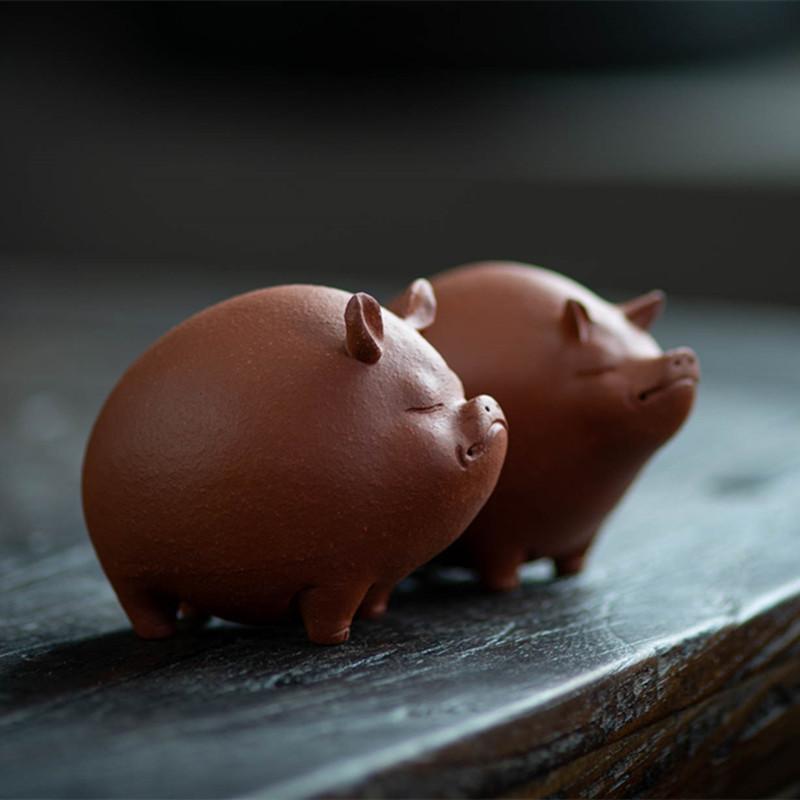 Tea Pet Purple Clay Tea Pet Little Pigs Chinese Crude Pottery Kung Fu Tea Set Home Decoration Tea Accessories