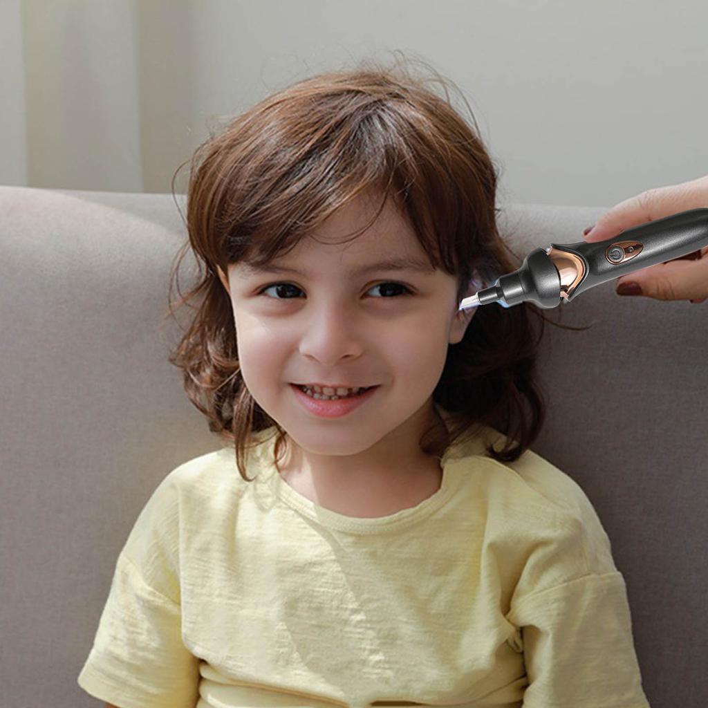 Luminous Electric Suction Ear Spoon Rechargeable Ear Pick Ear Cleaner Wax Removal Tool with LED Light for Children Adults