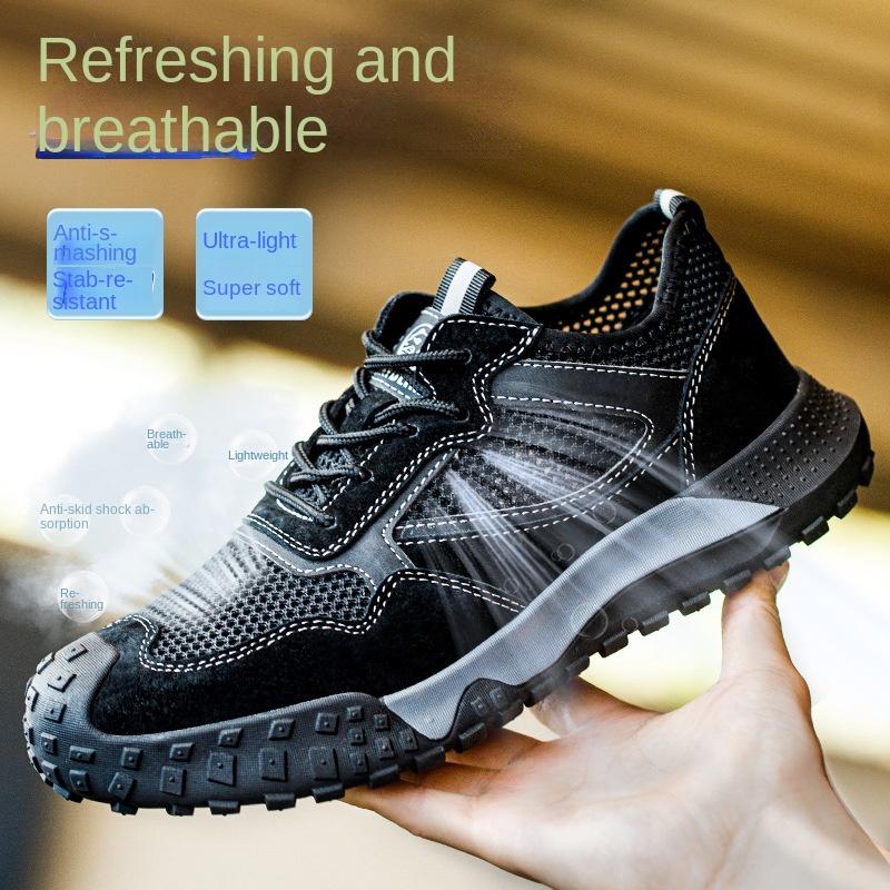 Labor Insurance Shoes Men's Breathable Deodorant Non-slip Wear-resistant Shoes Anti-smashing and Anti-piercing Steel Head Shoes