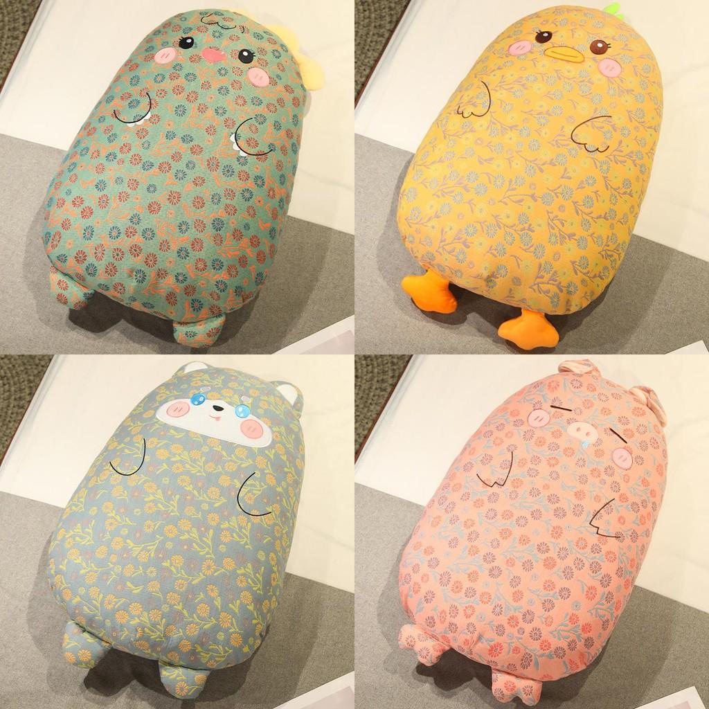 Dinosaur Husky Duck Pig Long Plush Toy Back Cushion Cartoon Stuffed Gift Doll