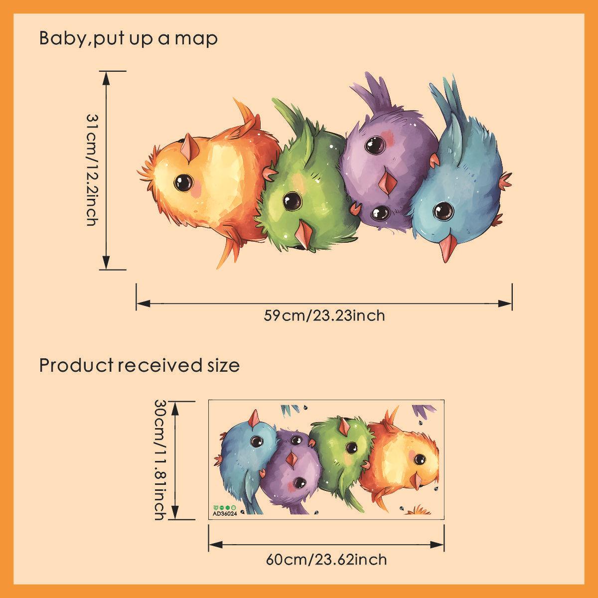 

Colorful Birds Stacking Wall Sticker Self-Adhesive Kids Room Living Room Wall Decoration Home Decor 30x60cm різнокольоровий