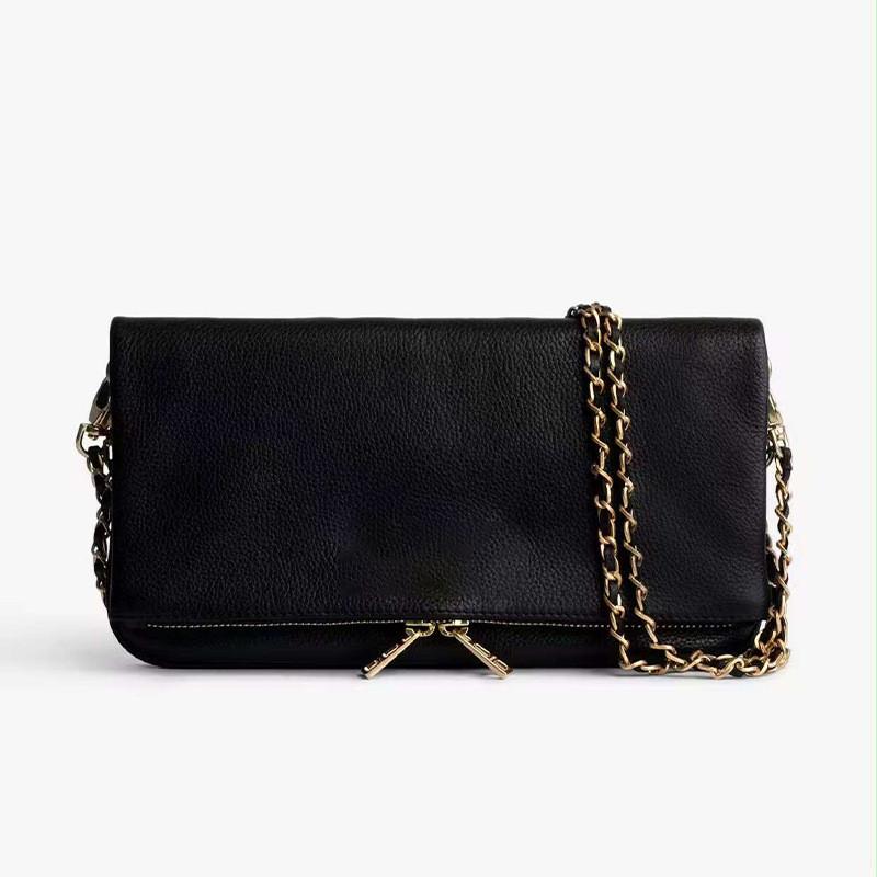 Solid Color Crossbody Bag With Chain And Foldable Design For Women
