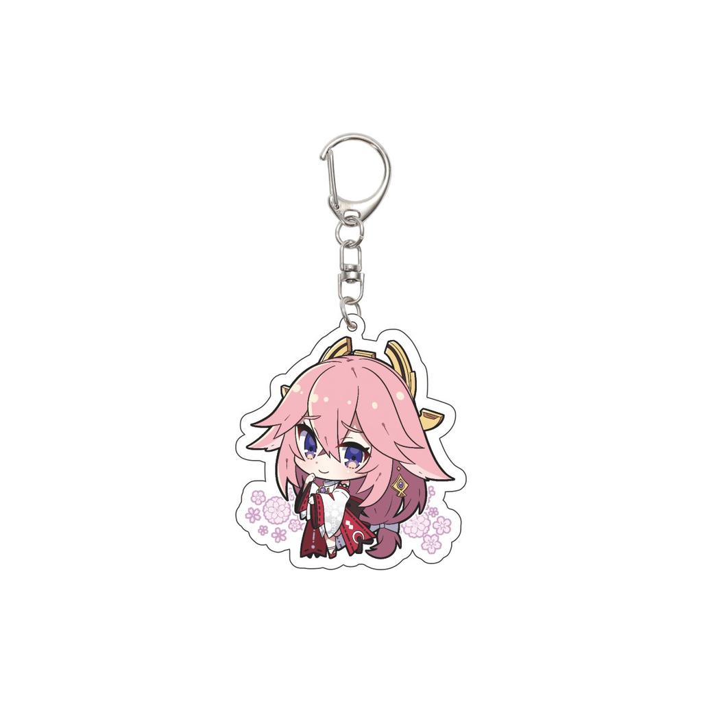 55MM Anime Genshin Impact Keychain Yae Miko Key Chain Acrylic Model Plate Christmas Gifts