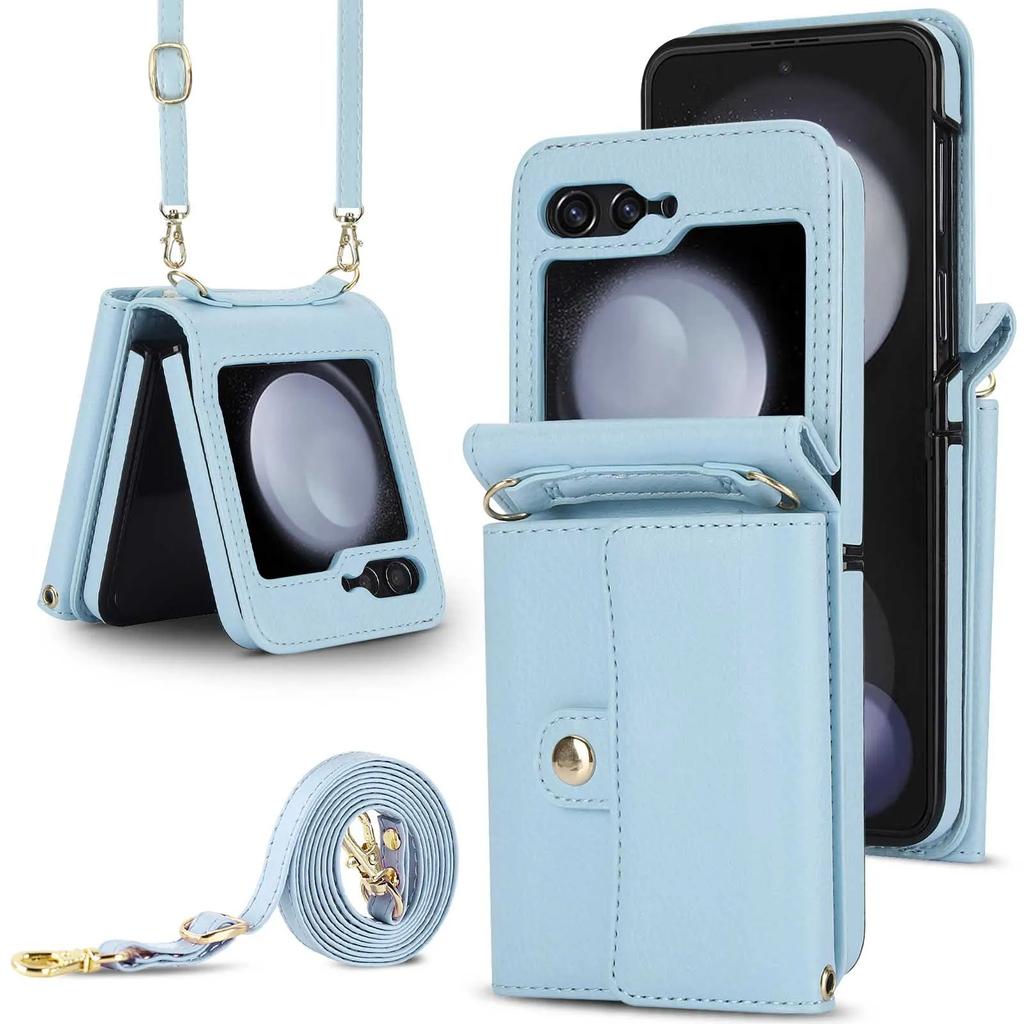 Mehrfarbiges mattes schlichtes Leder Multifunktionale Kartenhülle für Motorola Razr 40 Ultra Hülle mit Schlüsselband Stoßfeste Hülle Zubehör