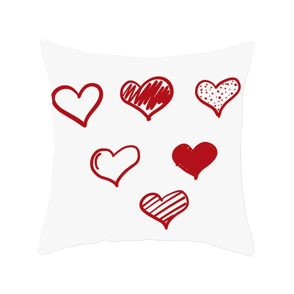 Red Black Series Heart Love Papa Pattern Print Soft Square Pillowslip Polyester Cushion Cover Pillowcase Living Room Home Decor