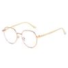 Clear Glasses Women Polygonal Metal Frame Eye Glasses 0 Flat Mirror Girls Eyewear Anti Blue Light Glasses Fashion Eyeglasses