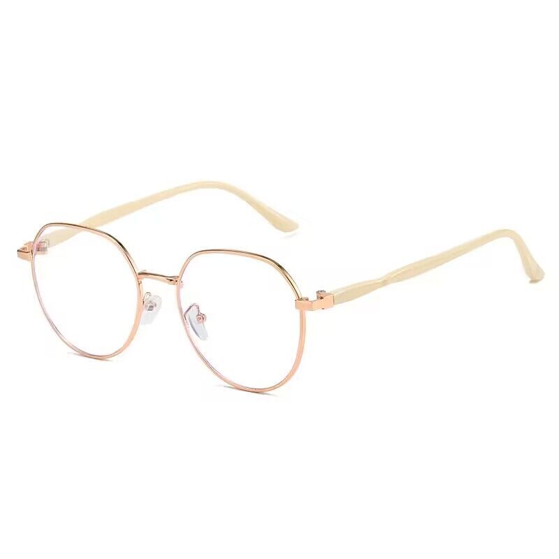 Clear Glasses Women Polygonal Metal Frame Eye Glasses 0 Flat Mirror Girls Eyewear Anti Blue Light Glasses Fashion Eyeglasses