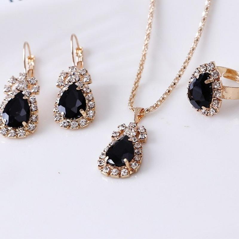 Personalized Drip Diamond Necklace Earrings Ring Watch Accessories Set Shiny Bride