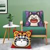 Surprised Cat Funny Party Pattern Pillow Case Double-Sided Plush Sofa Cushion Covers Organic Breathable Invisible Zipper