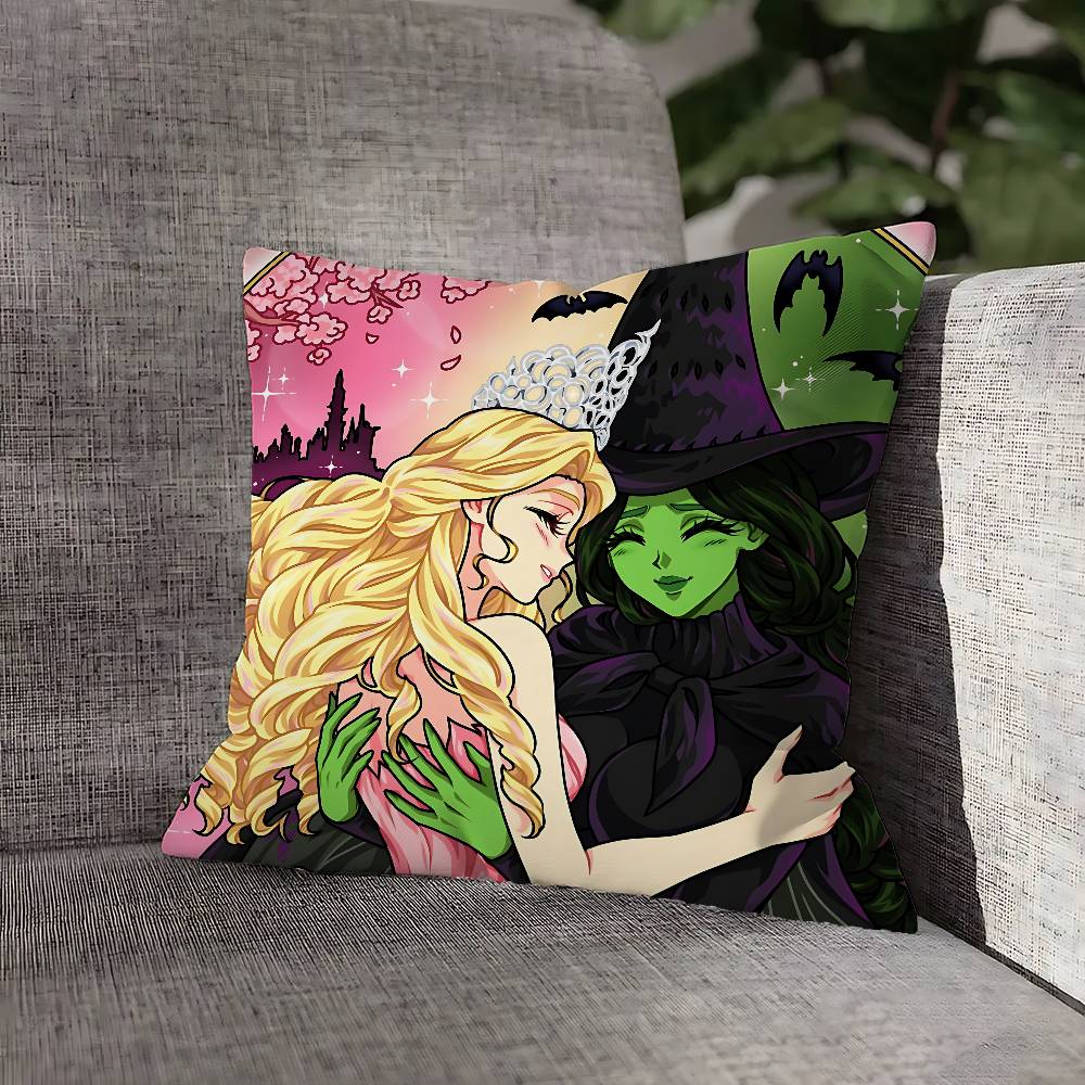 W-WickeES Elphaba G-Glinda Pillow Case For Sofa Decor Car Office Room Printing Cushion Cover Decorations and Protector