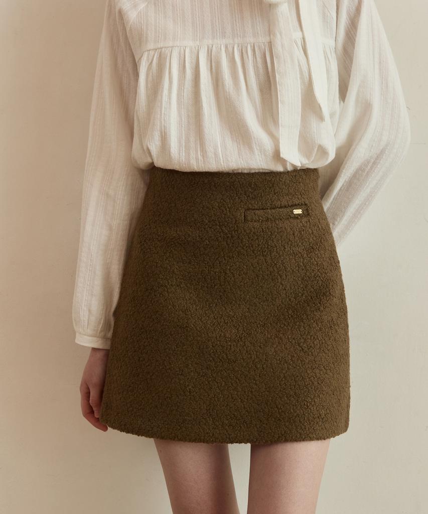 ADAUL Teddy Boucle Tweed Mini Skirt - Brown