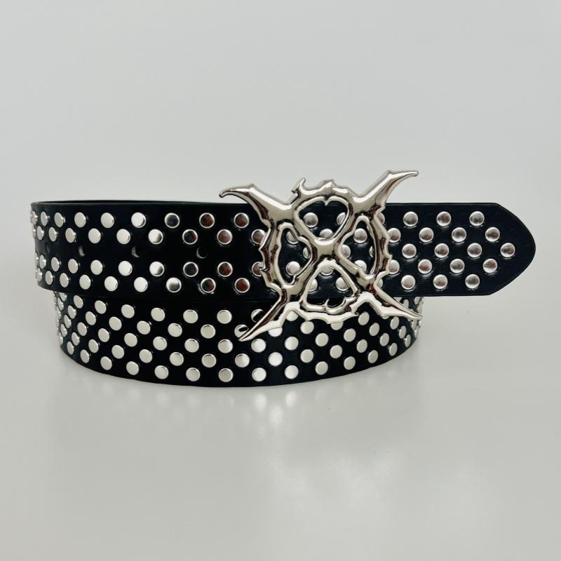 New Punk European and American Pyramid Cyber Subculture Gothic Square Bead Rivet Belt for Women