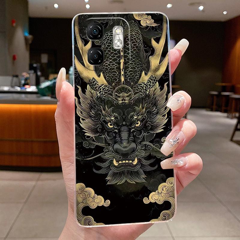 For Infinix Smart 9 X6532 Case Infinix Hot 50i Cover X6531 X6531B Silicone Luxury Dragon Cute Cool Boys Girls Transparent Bumper