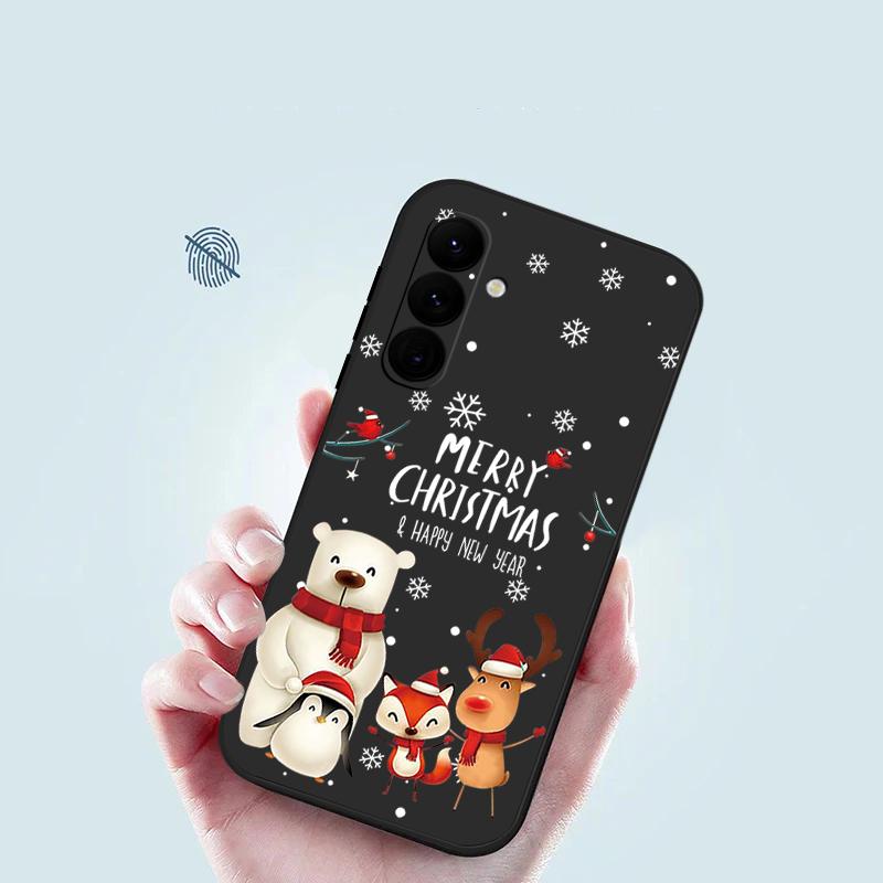Christmas Bear Elk Phone Case For Samsung Galaxy S25 Ultra S24 Plus S22 S23 S21 FE A15 A16 A17 A35 A36 A54 A55 A56 Shockproof Soft TPU Lanyard Cover