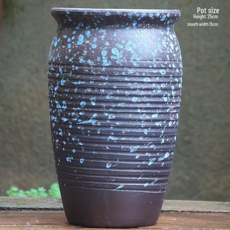 Handmade Coarse Ceramic Succulent Planter, Orchid Breathable Zisha Pot, Old Tree Design, Tall Rose Pot.