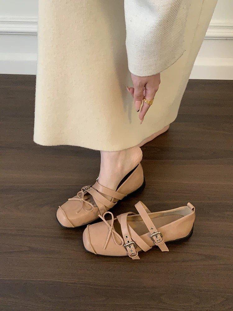 

[Youshilai] Design sense retro thick-soled shallow mouth single shoes 2025 new with skirt Ma ballet shoes 40