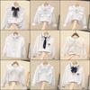 Girls' White Long Sleeve Lace Shirt - Spring/Autumn Class Uniform, Performance Costume.