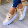 White Shoes Women  Fashion Round Toe Platform Shoes Size 43 Casual Shoes Women Lace Up Flats Women Loafers  Mujer