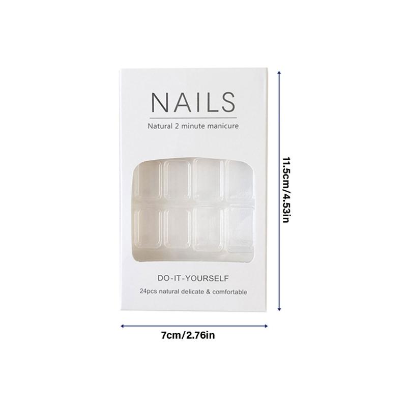 Set mit 24 glänzenden quadratischen French-Tip-Press-On-Nägeln mit stilvollen Farbverläufen, Landschaftsmalerei-Design, kurze Länge, künstliche Nägel