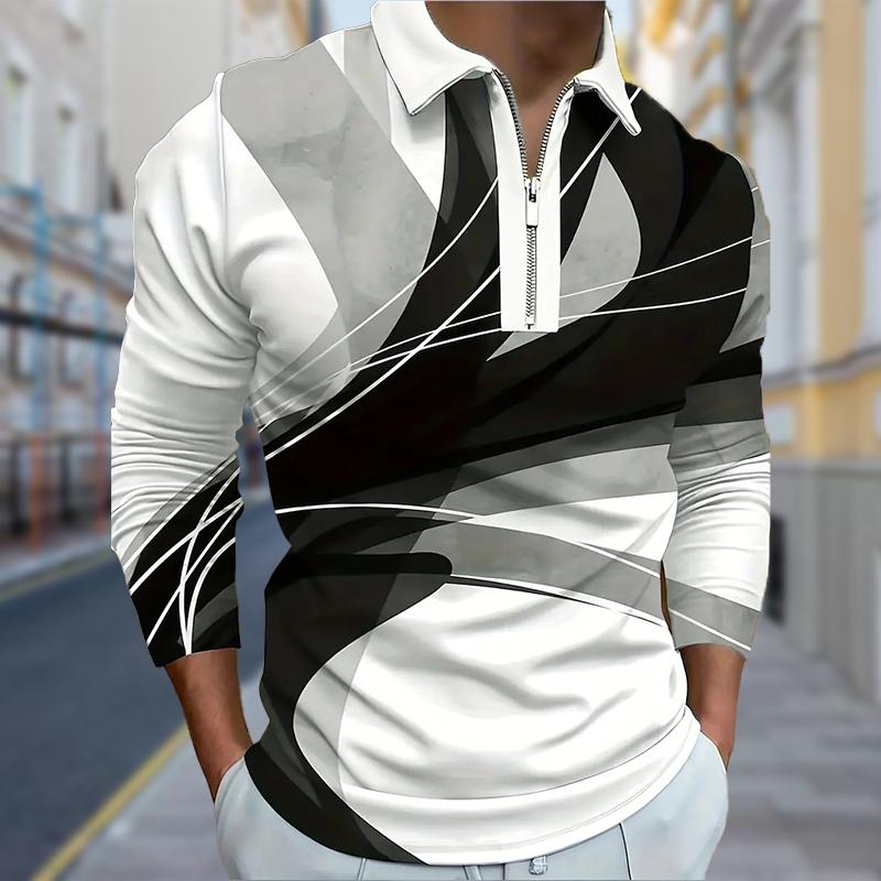 

Рубашки поло мужские с длинным рукавом с принтом очаровательного кота, новая мужская рубашка поло с длинным рукавом, футболка на молнии, топ 8XL