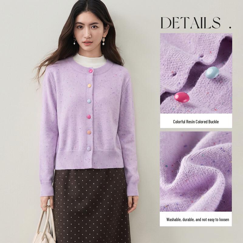 Candy-Colored Crew Neck Knit Cardigan for Women